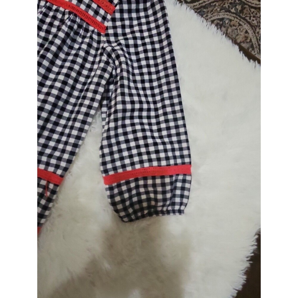Crown & Ivy Frida's Garden Navy Red/White S Gingham Peasant Top Checks  Tassels - Picture 10 of 16